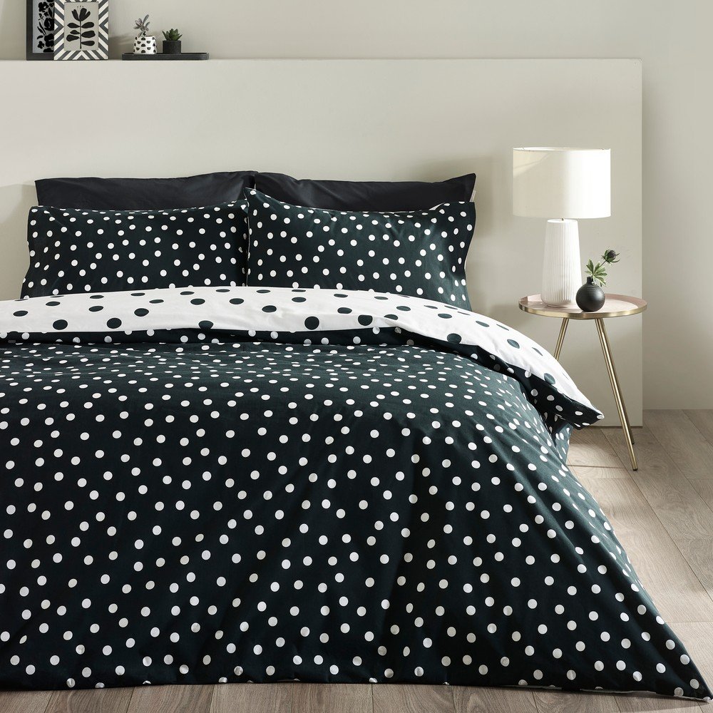 Catherine Lansfield Crno-bijela posteljina za krevet za jednu osobu 135x200 cm Polka Dot – | shoptok.hr