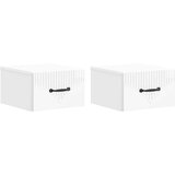  Stenski nočni omarici 2 pcs Bela visok sijaj 34,5 x 33 x 20 cm, (5000209474) | Shoptok.si