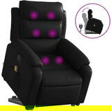 Maison Chic masažni naslanjač - Relax naslanjač s funkcijo vstajanja črno umetno usnje, (22062158) | Shoptok.si