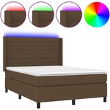  Krevet box spring s madracem LED tamnosmeđi 140x200 cm tkanina | shoptok.hr