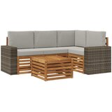  Set vanjskih sofa 5 kom. Prirodna i svjetlosiva Poliester | shoptok.hr
