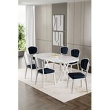 Hanah home trpezarijski set Flori, sto i 6 stolica, bela ploča, antracit tkanina Babyface | Eponuda.com