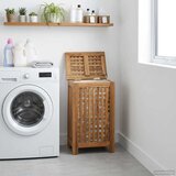  Košarica za rublje Prirodna 35 x 25 x 60 cm Čvrsto teak drvo | shoptok.hr