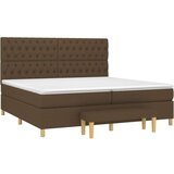  Box spring postelja z vzmetnico temno rjav 200x200 cm blago, (21089245) | Shoptok.si