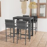 The Living Store Zunanja barska garnitura 5-delna z naslonjali poli ratan siva - Vrtna Barska Garnitura, (21460335) | Shoptok.si