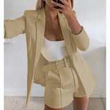 Fenzy Eleganten Enobarvni Hlačni Kostim, Bež Cene