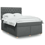 vidaXL Box spring postelja z vzmetnico temno siva 160x200 cm blago | Shoptok.si