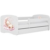 HAPPYKIDS Dječji krevet Dreamy medvjedić na mjesecu 140x70 sa madracem s ladicom Bijela | shoptok.hr