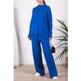 armonika Women's Saks Stand-Up Collar Spanish Leg Knitwear Suit | shoptok.hr