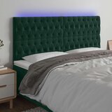  LED uzglavlje tamnozeleno 200x7x118/128 cm baršunasto | shoptok.hr