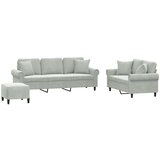  3-dijelni set sofa s jastucima svjetlosivi baršunasti | shoptok.hr