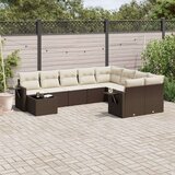 vidaXL 10-dijelni set vrtnih sofa od poliratana s jastucima smeđi | shoptok.hr