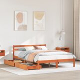vidaXL Posteljni okvir brez vzmetnice voščeno rjav 140x190 cm borovina Cene