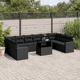 The Living Store Vrtna sedežna garnitura 11-delna z blazinami črn poli ratan - Vrtna Sedežna Garniture, (21474001) | Shoptok.si