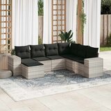 Maison Chic Seti vrtnega pohištva - Vrtna garnitura - Vrtni pohištvo set 7-delna z blazinami siv poli ratan, (21801502) | Shoptok.si