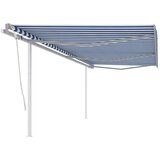 vidaXL Ročno zložljiva tenda s stebrički 6x3,5 m modra in bela Cene