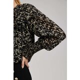 Marisse Patterned Shirt With A Tie At The Neckline, Black | Shoptok.si