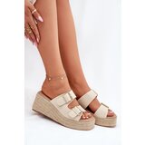 Boto Ladies Wedge Slippers With Weaving And Buckles Beige Pasinea | Shoptok.si