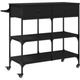 Furnova Kuhinjski voziček črn 105x42x95 cm inženirski les, (21951217) | Shoptok.si
