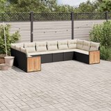  10-dijelni set vrtnih sofa s jastucima crni od poliratana | shoptok.hr