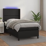 The Living Store Box spring postelja z vzmetnico LED črna 90x200 cm umetno usnje - Box Spring Postelja, (21516298) Cene