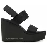 Calvin Klein Jeans Sandali Wedge Sandal Webbing In Mtl YW0YW01479 Črna