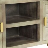 In TV ormarić od masivnog drva manga sivi s mesingom 110x30x48 cm | shoptok.hr