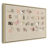  Slika - Alphabet at the Zoo - Joyful Animals and Their Names on a Beige Background 90x60 U prirodnom drvenom okviru | shoptok.hr