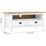 TV ormarić Hill bijeli 110 x 40 x 47 cm od masivne borovine | shoptok.hr