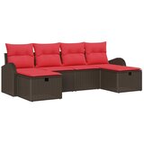 vidaXL Vrtna sedežna garnitura z blazino 6 pcs Rjava Poly ratan, (5000020918) | Shoptok.si