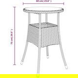 Vrtna miza Ø60x75 cm kaljeno steklo in poli ratan rjava, (20665705) | Shoptok.si
