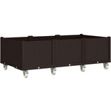 Cvetlično korito s kolesi rjavo 150x80x54 cm PP, (21144364) | Shoptok.si