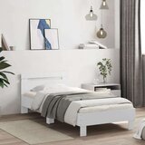 vidaXL Posteljni okvir z vzglavjem bel 90x200 cm inženirski les | Shoptok.si