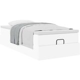 vidaXL Otomanski posteljni okvir z vzmetnico bel 90x200 cm um. usnje | Shoptok.si