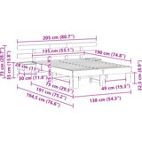 Konstrukcija postelje Rjava 135 x 190 cm Masivno borovo les, (5000127297) | Shoptok.si