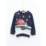 LC Waikiki Crew Neck Long Sleeve New Year Themed Baby Boy Knitwear Sweater