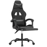  Igraća stolica od umjetne kože s osloncem za noge Crna | shoptok.hr