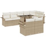 vidaXL 9-delni vrtni kavč set z blazinami bež poli ratan, (22091306) | Shoptok.si