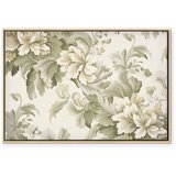  Slika - Retro Vintage Flowers in Delicate Cream and Green Colors 120x80 U prirodnom drvenom okviru | shoptok.hr