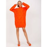 Fashion Hunters Orange knitted dress with a stand-up collar RUE PARIS | shoptok.hr