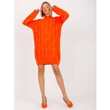 Fashion Hunters Orange knitted dress with a stand-up collar RUE PARIS Cene
