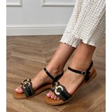D/CEO Black flat sandals with a gold ornament Melona | Shoptok.si