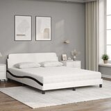 vidaXL Postelja z vzmetnico bela in črna 160x200 cm umetno usnje | Shoptok.si