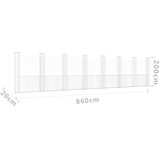 vidaXL Gabionska košara U-oblika s 8 stupova 860x20x200 cm željezna | shoptok.hr