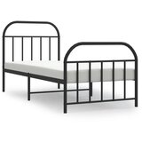 Maison Chic Kovinski Posteljni okvir - Enojna postelja - Postelja za odrasle z vzglavjem in vznožjem črn 90x190 cm, (21696806) | Shoptok.si