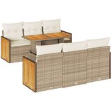vidaXL 7-dijelni set vrtnih sofa s jastucima bež od poliratana bagrem | shoptok.hr
