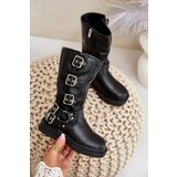 Boots Ankle Boots Girls With Buckles Eco Leather Black Rinetha