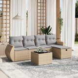  The Living Store Vrtna sedežna garnitura 6-delna z blazinami bež poli ratan - Vrtna Sedežna Garniture, (21451416) | Shoptok.si