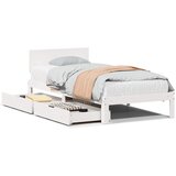 Maison Chic Posteljni okvir - Enojna postelja - Postelja za odrasle s predali bel 90x200 cm trdna borovina, (21695033) Cene