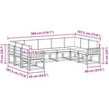  Set vanjskih sofa 9 kom. Prirodna i bež Smeđa 304 x 187,5 x 73 cm | shoptok.hr